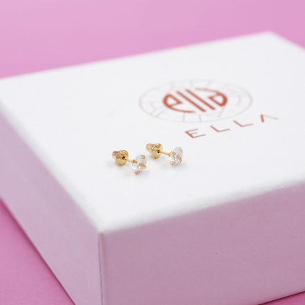 Aros Punto De Luz Oro 18k Ella Joyas Alta Joyeria