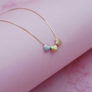 Collar Tres Corazones Oro 18k