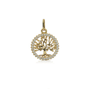 Colgante Arbol de la Vida Oro Amarillo 18k con Circones