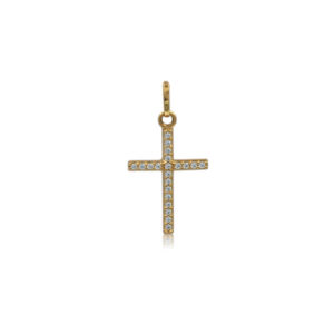 Colgante Cruz Oro Amarillo 18k con Circones