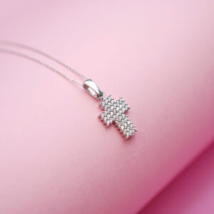 Conjunto Cruz en Oro Blanco 18k