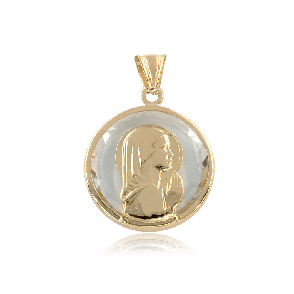 Medalla Virgen Cristal 20mm en Oro 18k 1