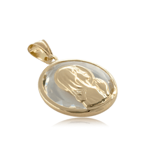 Medalla Virgen Cristal 20mm en Oro 18k
