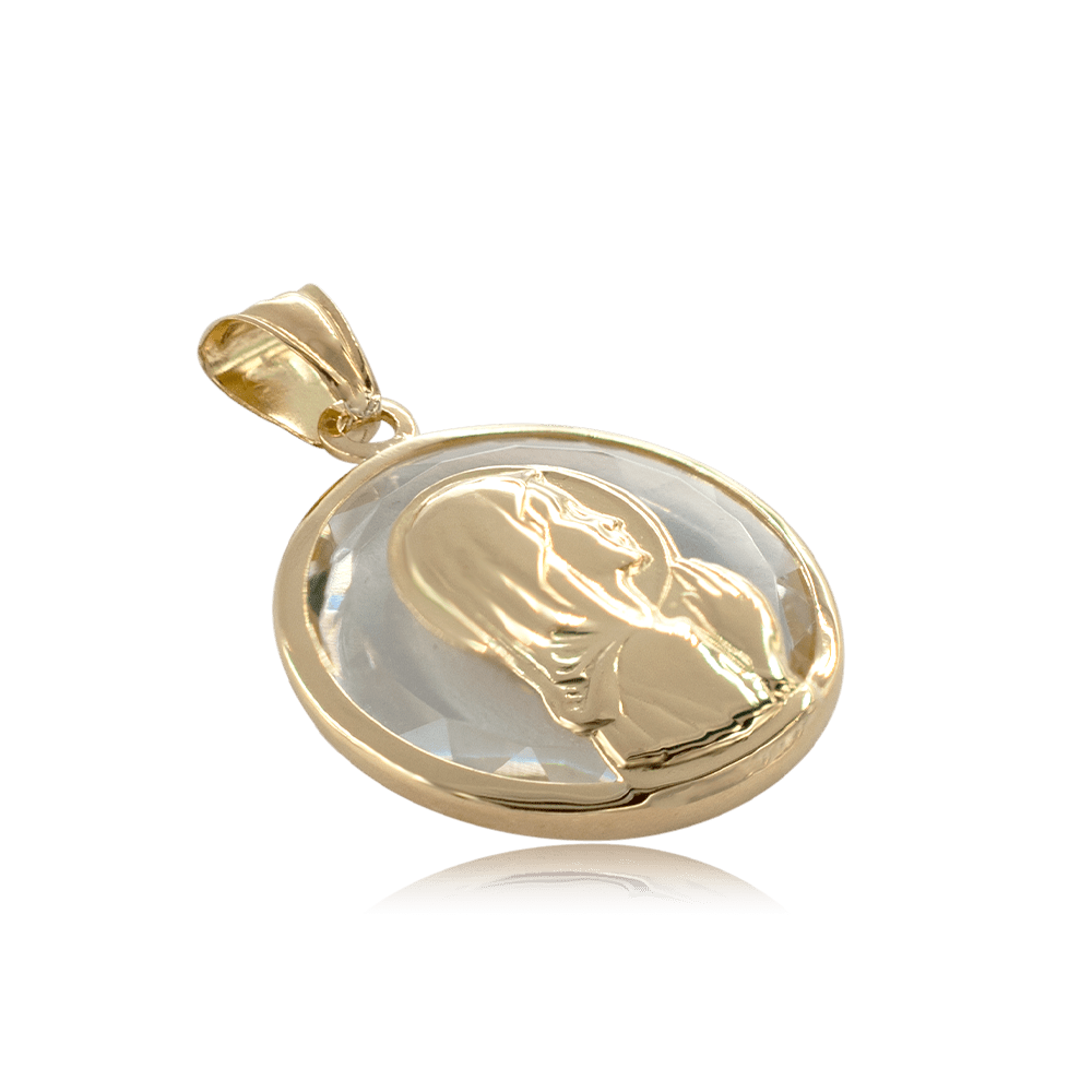 Medalla Virgen Cristal 20mm en Oro 18k 2