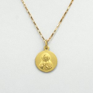 Conjunto Medalla Escapulario con Cadena, de oro amarillo 18k