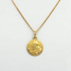 Conjunto Medalla San Benito con Cadena Grumet, de oro amarillo 18k