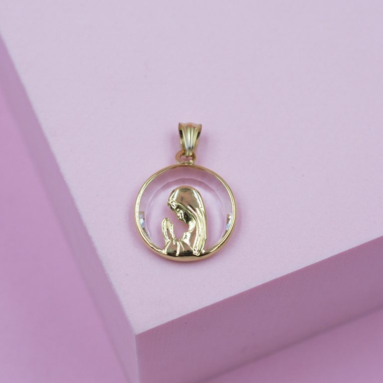 Medalla Religiosa De Oro 18 Ktes Y Nácar, VIRGEN NIÑA. - Veroca Joyas