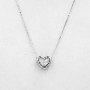Collar Corazón Circones Plata Italiana 925 Rodinada