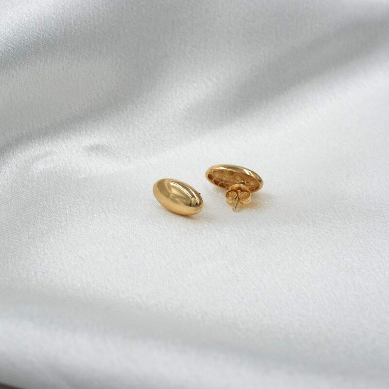 Aros de oro macizo 18k, diseño oval pulido de alta calidad para mujer.