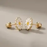 aros flor oro amarillo 18k delicados