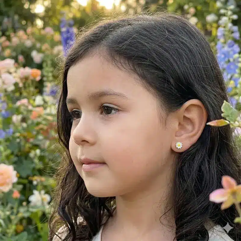 aros flor oro amarillo 18k delicados