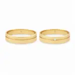 par de argollas de matrimonio oro amarillo 18k con diamante, modelo moderno y elegante