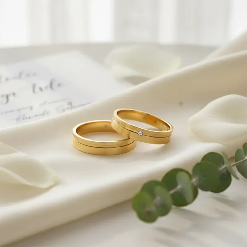 alianzas modernas de matrimonio oro amarillo 18k con diamante