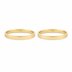 argollas de matrimonio plana oro amarillo 18k de 2 mm