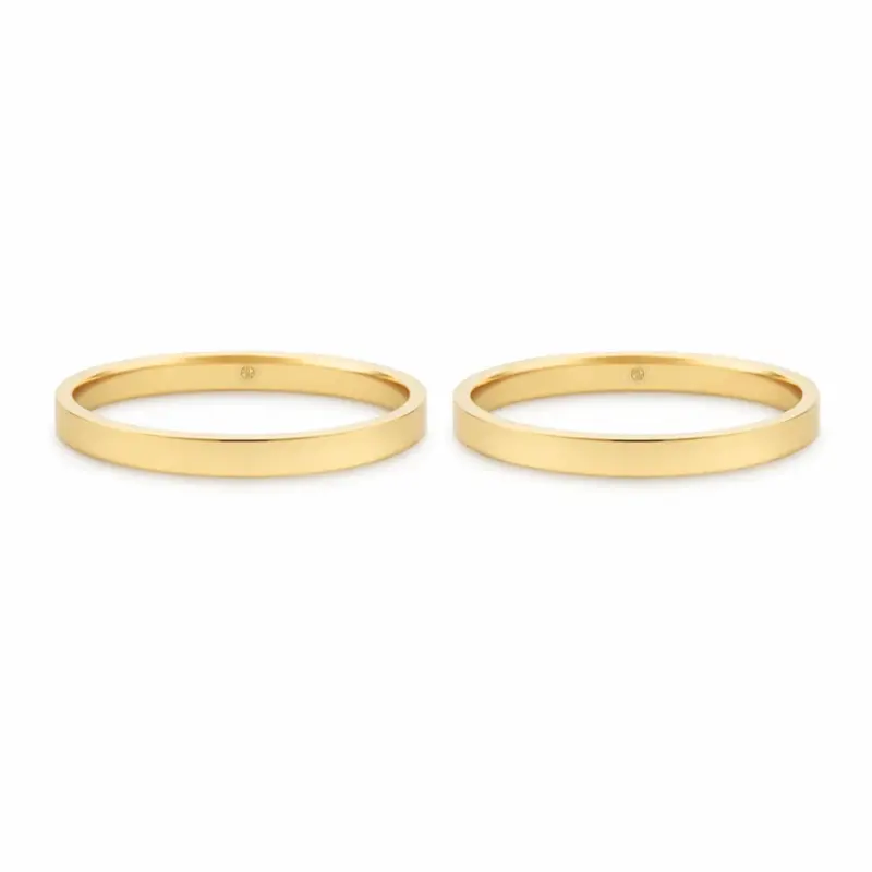 argollas de matrimonio plana oro amarillo 18k de 2 mm