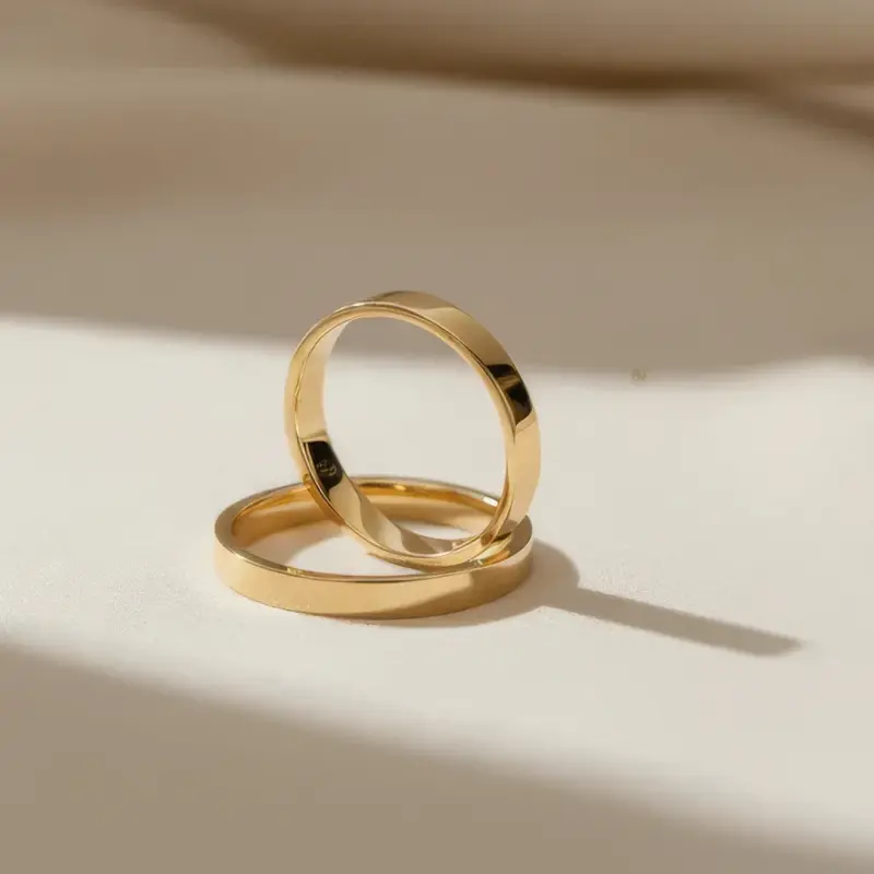 par de argollas flat oro amarillo 18k diseño moderno 2 mm