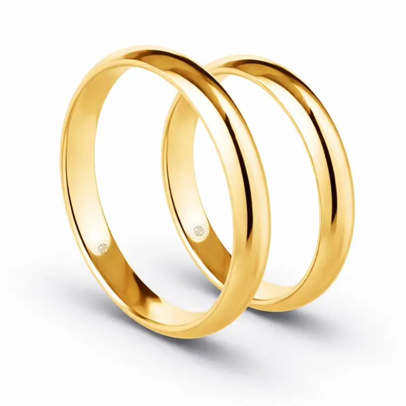argollas modelo inglés de oro amarillo 18k diseño clásico para matrimonio