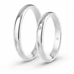 argollas de matrimonio oro blanco 18k modelo inglés con diamante corte brillante