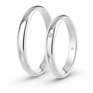 argollas de matrimonio oro blanco 18k modelo inglés con diamante corte brillante