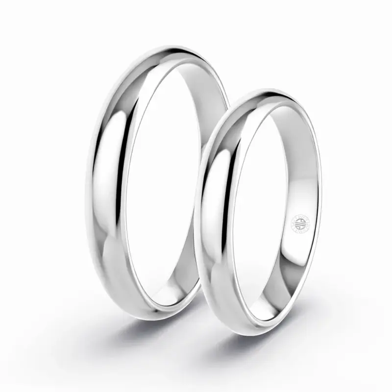 argollas de matrimonio modelo inglés en oro blanco 18k de 3,5 mm