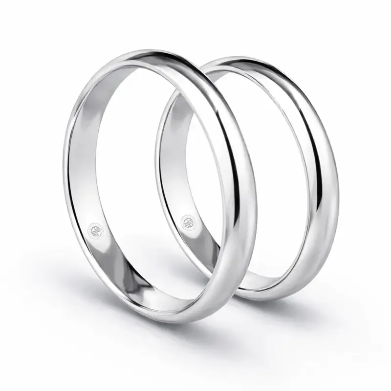 argollas de matrimonio clásicas en oro blanco 18k diseño modelo inglés