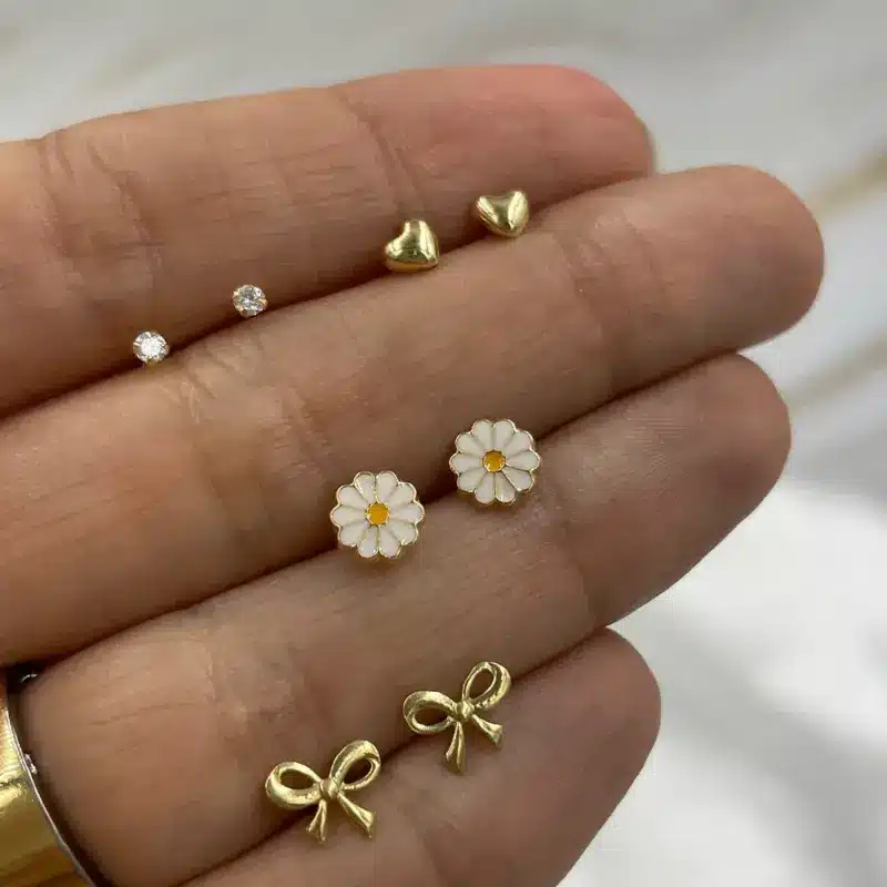 aros corazon oro amarillo 18k mujer niña